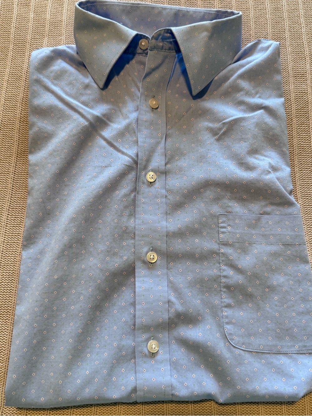 Stafford Men's Light Blue Patterned Button-Down Shirt